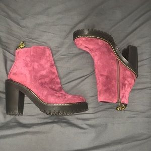 Heeled Maroon Suede Dr. Martens